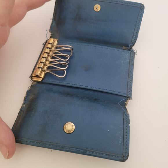 LOUIS VUITTON Blue Epi Leather 6 Hooks Key Holder Case Small Wallet Trifold Fair - Picture 3 of 9